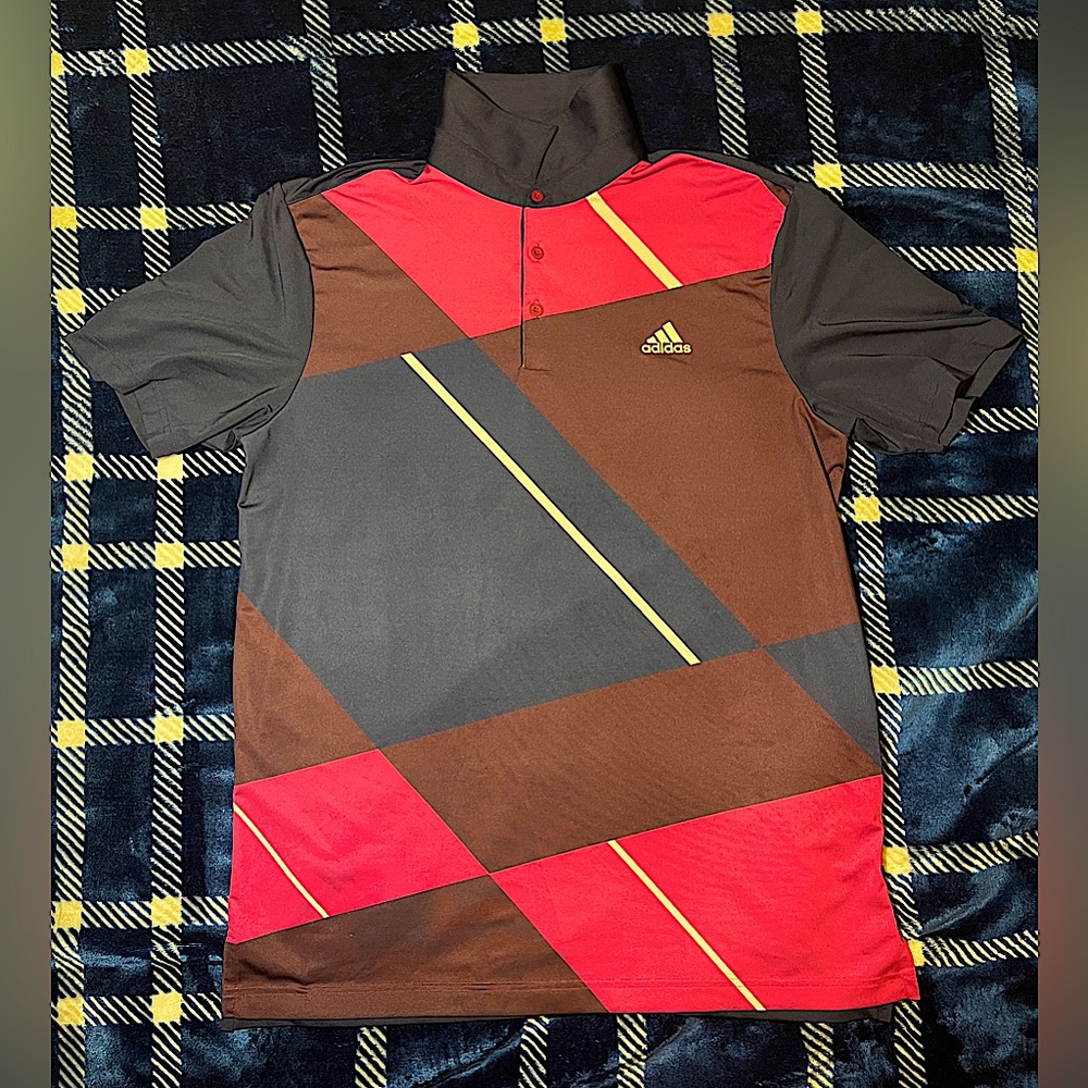 Medium Dri-Fit Adidas Golf Polo Dark Blue purple accents